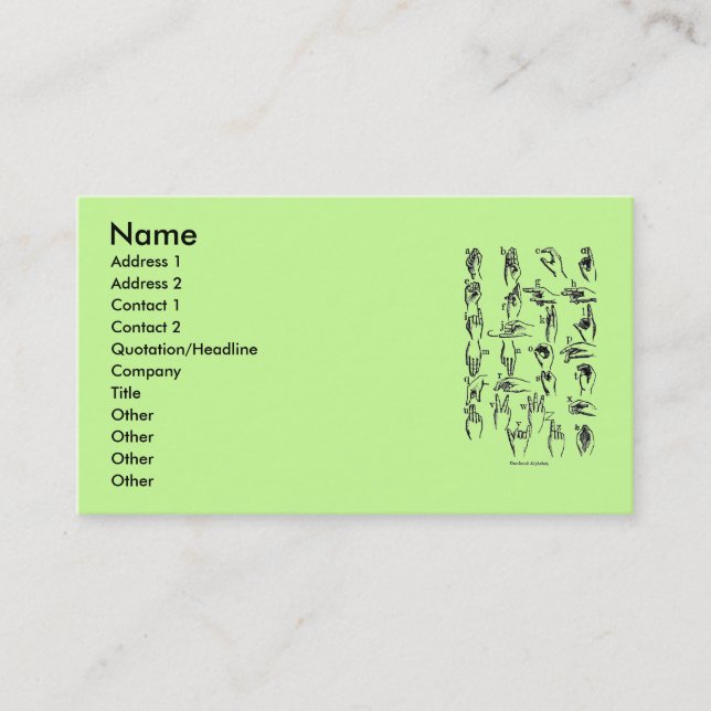 Tarjeta de presentación Alphabet de idioma Rótulo (Anverso)