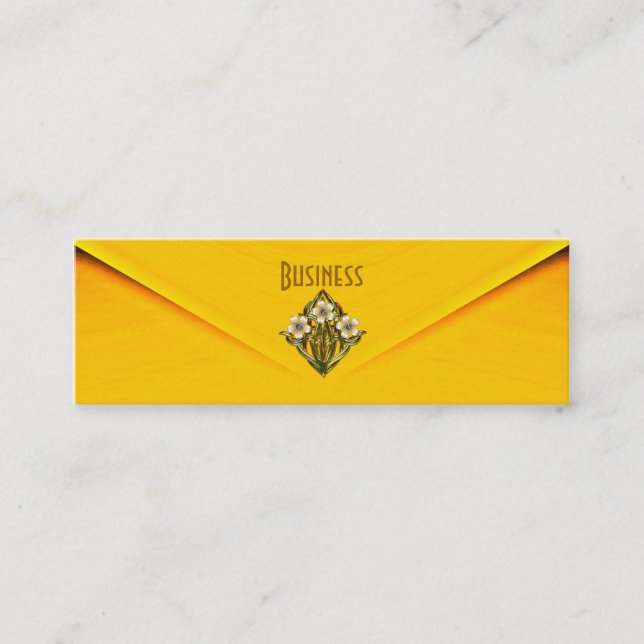 Tarjeta de presentación amarilla Art Deco oro joya (Anverso)
