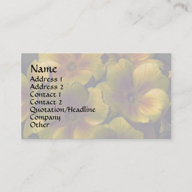 Tarjeta de presentación amarilla Primrose Floral (Anverso)