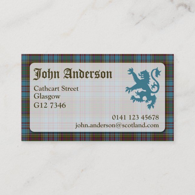 Tarjeta de presentación Anderson Tartan (Anverso)
