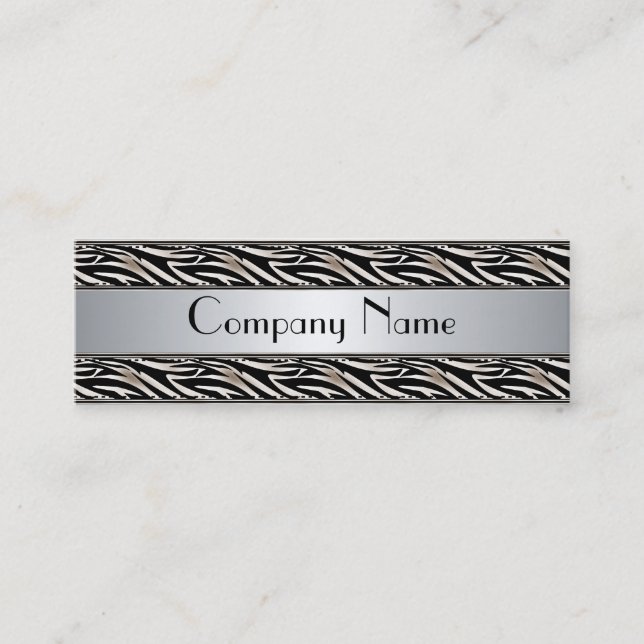 Tarjeta de Presentación Animal Print Plata Delgado (Anverso)