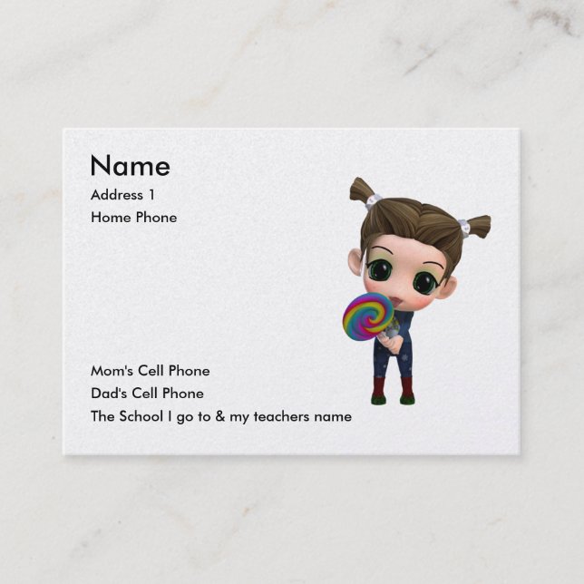 Tarjeta De Presentación Apenas para los niños (Anverso)