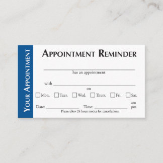 Tarjeta De Presentación Appointment Reminder Cards - Dark Blue