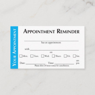 Tarjeta De Presentación Appointment Reminder Cards - Light Blue