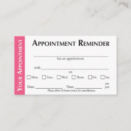 Tarjeta De Presentación Appointment Reminder Cards - Pink