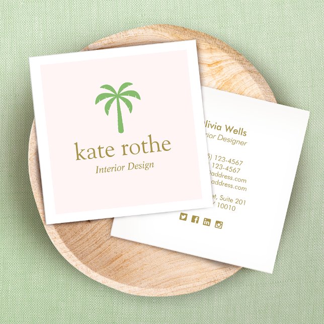 Tarjeta De Presentación Árbol de palmas moderno verde tropical (Subido por el creador)