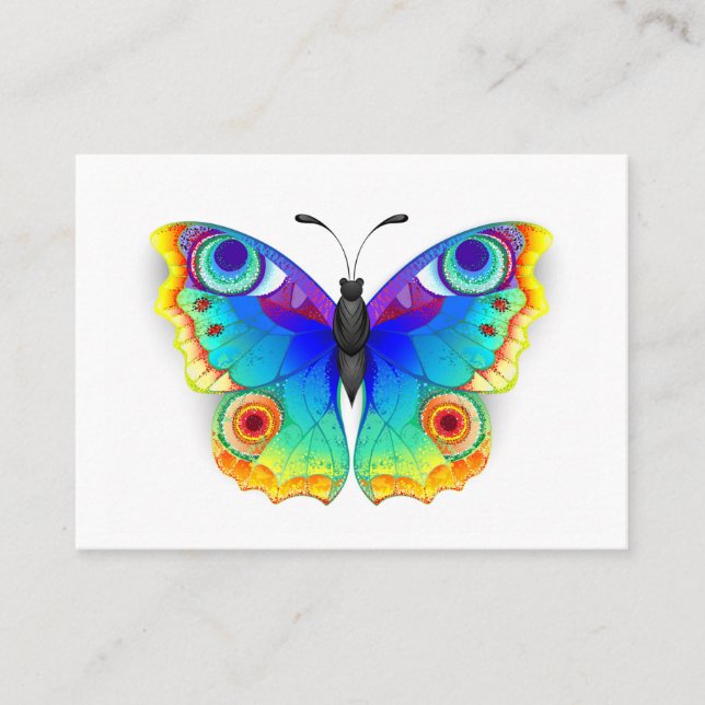 Tarjeta De Presentación Arcoiris mariposa Peacock Eye (Anverso)
