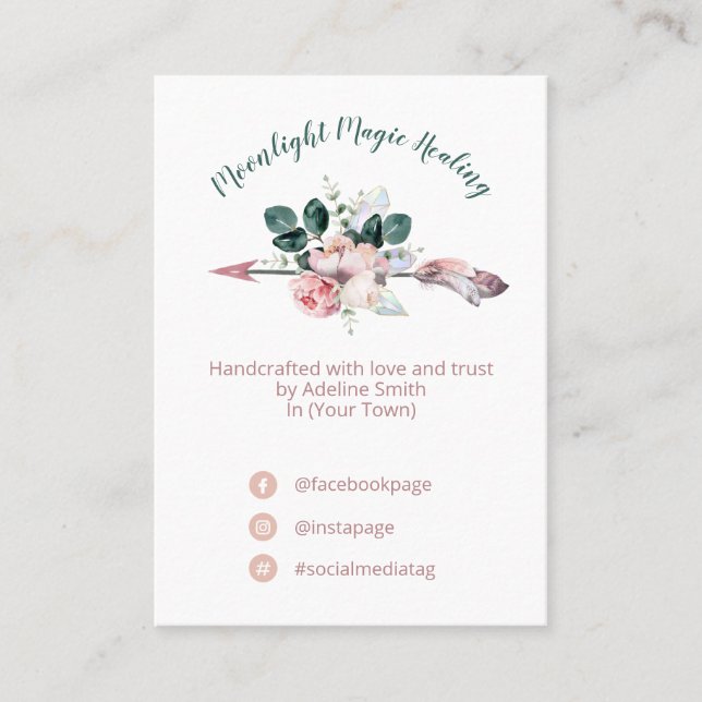 Tarjeta de presentación Arrow Boho Spell Jar Candl (Anverso)