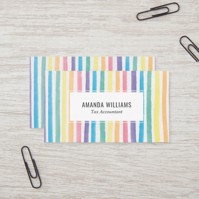 Tarjeta de presentación artesanal con rayas Minima (Anverso/Reverso In Situ)