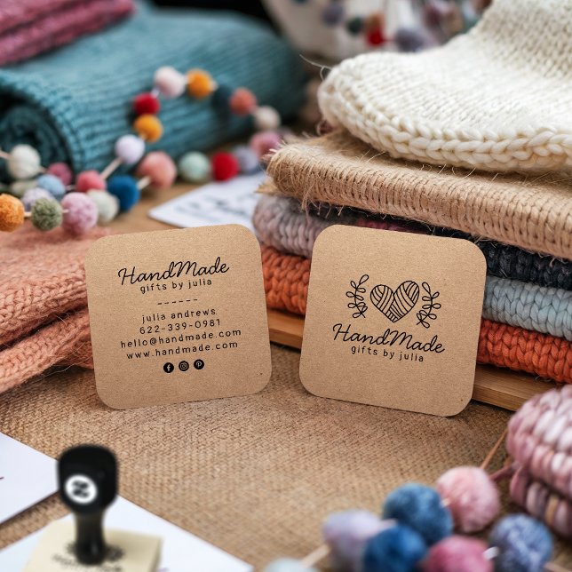 Tarjeta De Presentación Artesanías artesanales moderna de papel de kraft m (Handmade crafts modern brown kraft paper rustic)