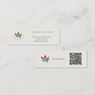 Tarjeta De Presentación Artisan Florist Minimalist Botanical QR Code