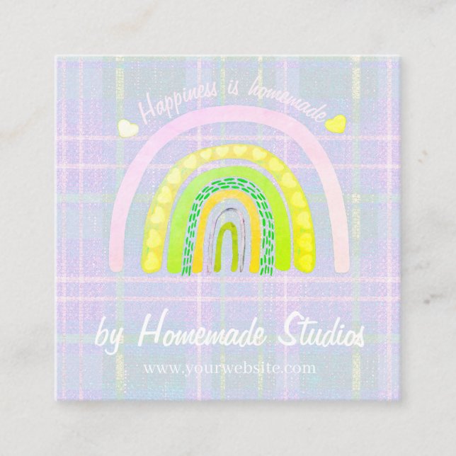 Tarjeta De Presentación Artisan Rainbow 'Happiness is Homemade'  (Anverso)