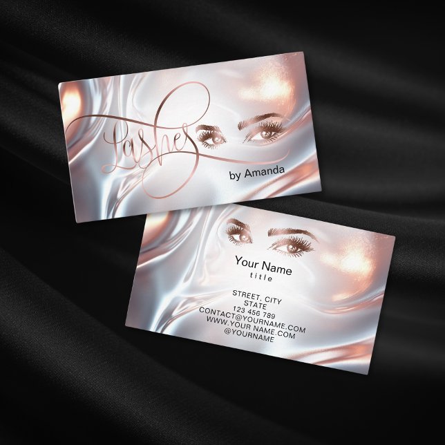 Tarjeta De Presentación Artistas modernos de maquillaje azotan Ópalo de or (rose gold liquid metal makeup artist business card design)