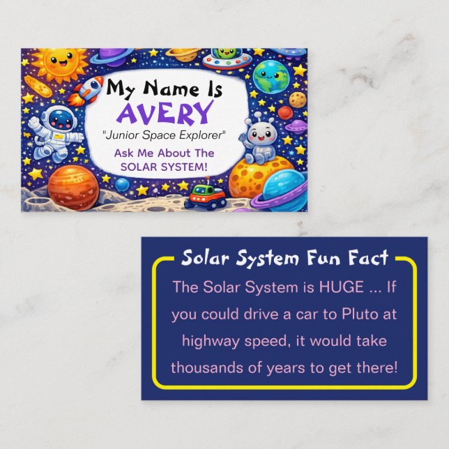 Tarjeta De Presentación Ask Me About Space Kids Personalized (Anverso / Reverso)