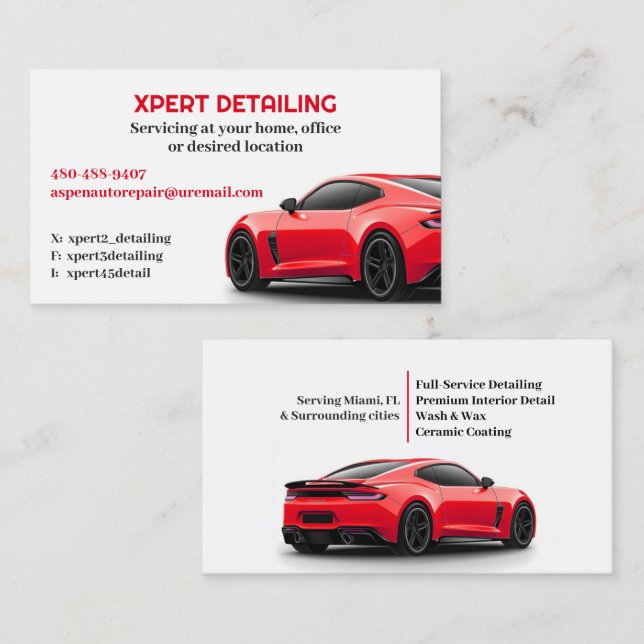 Tarjeta de presentación automática de coches (Anverso / Reverso)