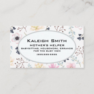 Tarjeta De Presentación Ayudante de madre floral de crema rosa sobre blanc