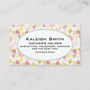 Tarjeta De Presentación Ayudante de madre floral rosa personalizado