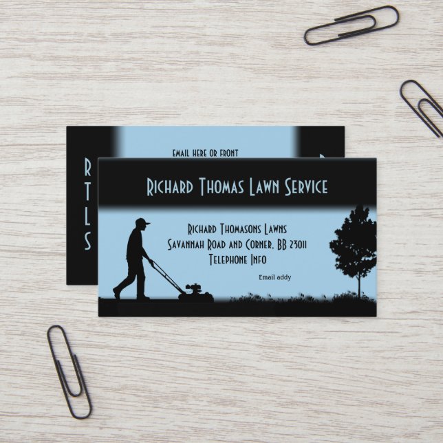 Tarjeta de presentación azul del servicio de jardí (Anverso/Reverso In Situ)