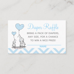 Tarjeta De Presentación Baby Shower Diaper Raffle Baby Blue Elephants