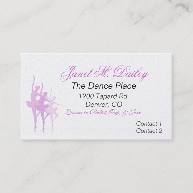 Tarjeta de presentación Ballet Dance (Anverso)