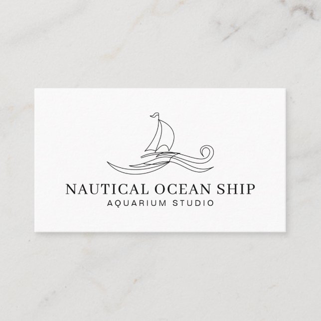 Tarjeta De Presentación Barco Náutico Mar Océano (Anverso)