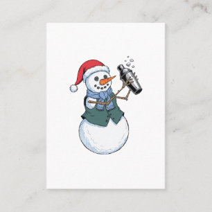 Tarjeta De Presentación Bartender de muñeco de nieve Navidad 2026 Cóctel f