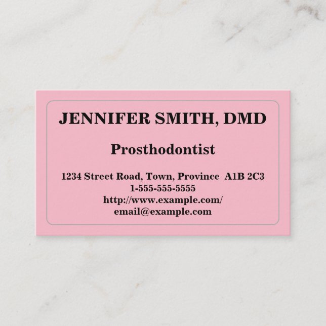 Tarjeta de presentación básica de los prosodontist (Anverso)