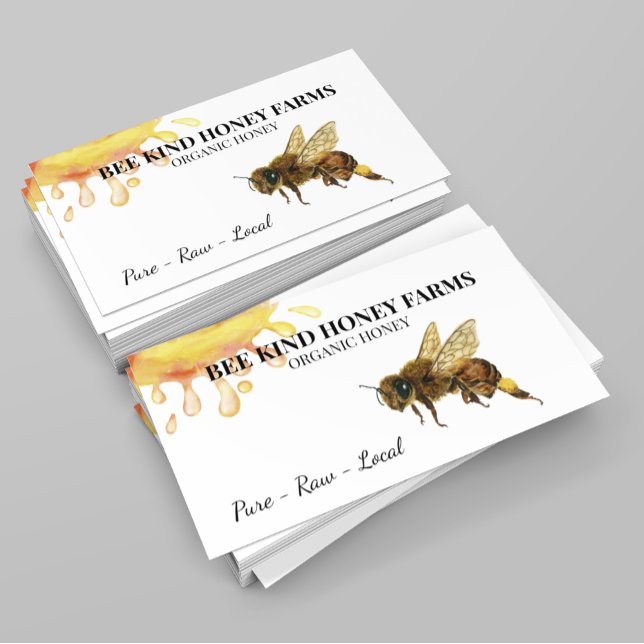 Tarjeta de presentación Bee Watercolor Honey Farm (Subido por el creador)
