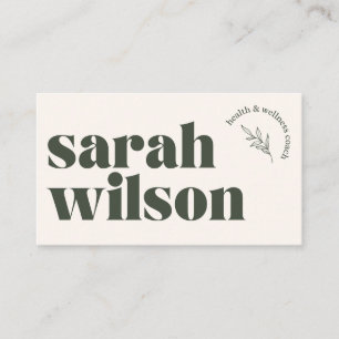 Tarjeta de presentación Beige Olive Green Health W