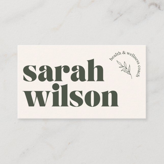 Tarjeta de presentación Beige Olive Green Health W (Anverso)