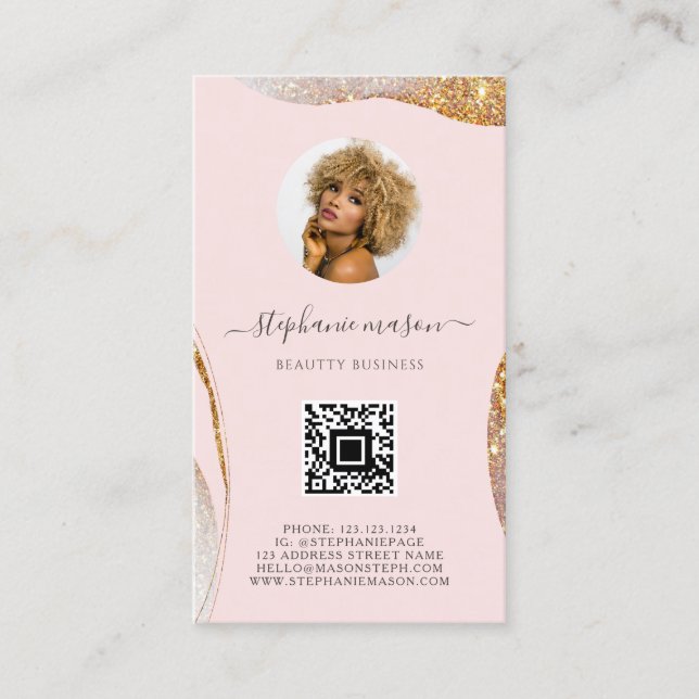Tarjeta De Presentación Belleza rosa Esteticismo Social Media Business (Anverso)