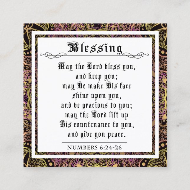 Tarjeta De Presentación BIble Prisé Bendeciendo a Pink Green Flourish Swir (Anverso)