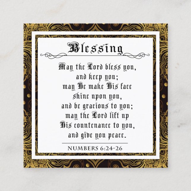 Tarjeta De Presentación BIble Prisé Bendiciendo oro Black Flourish Swirl (Anverso)