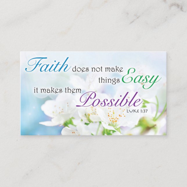 Tarjeta De Presentación Bible Verse, Religious Motivational Faith Card (Anverso)