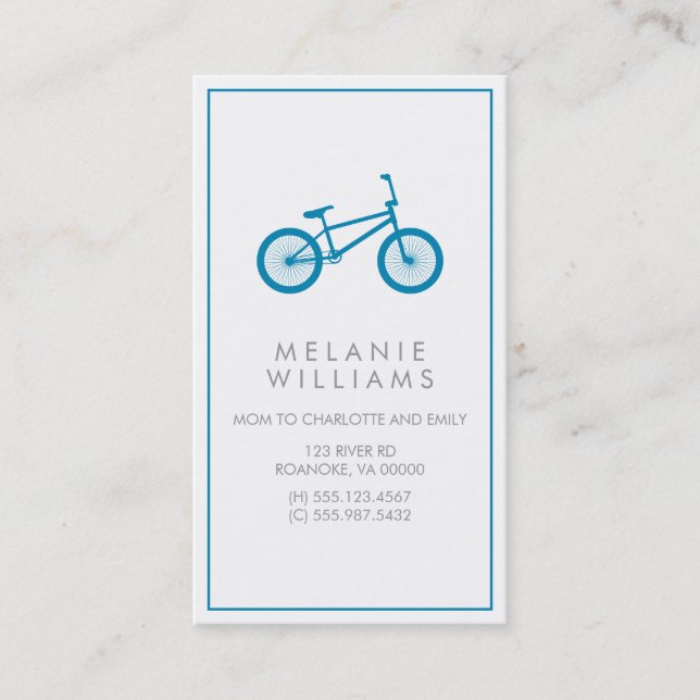 Tarjeta De Presentación Bicicleta azul Mod Ocean (Anverso)