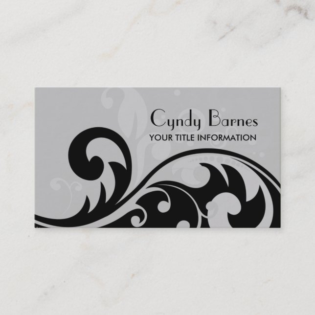 Tarjeta de presentación Black and Gray Swirls (Anverso)