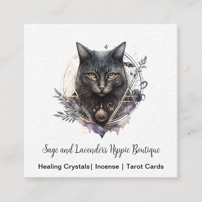 Tarjeta de presentación Black Cat Square (Anverso)