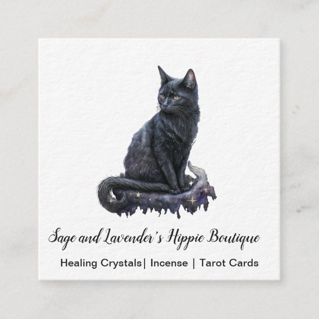 Tarjeta de presentación Black Cat Square (Anverso)