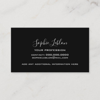 Tarjeta De Presentación Black Contact Card with handwritten name