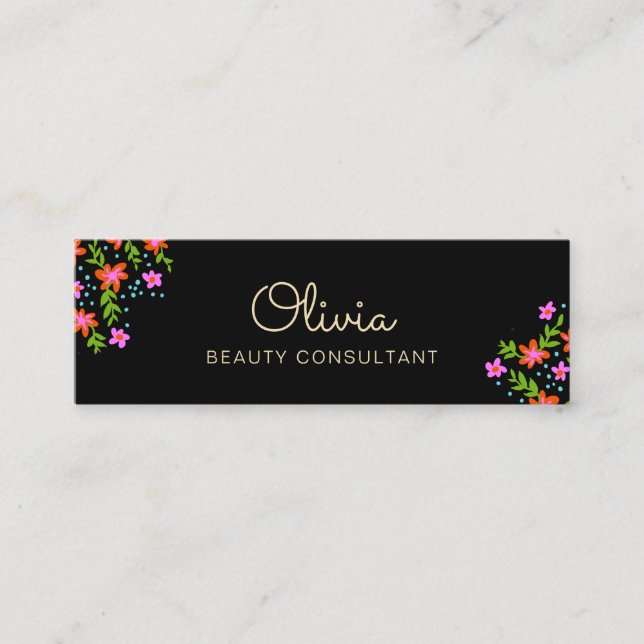 Tarjeta de presentación Black Floral Mini Signatur (Anverso)
