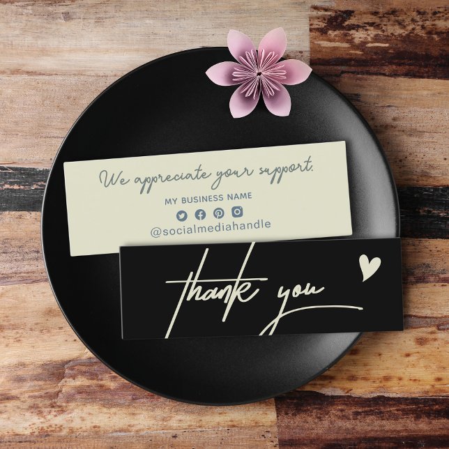 Tarjeta De Presentación Black Moderno Gracias Por Comprar Pequeñas Empresa (Modern Black Thank You For Shopping Small Business Calling Card)