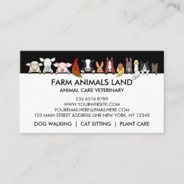 Tarjeta De Presentación Black White Mix Animals Veterinary