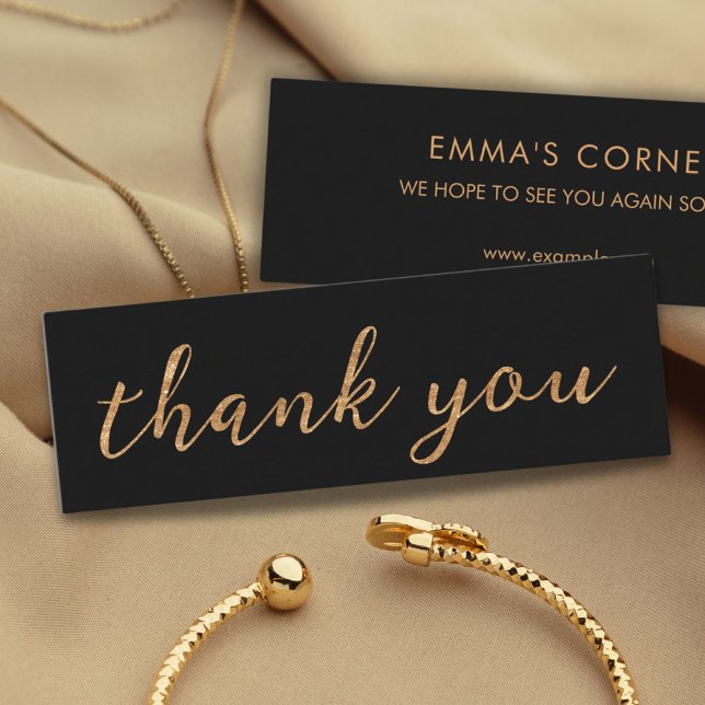 Tarjeta de presentación Black with Gold Gracias (elegant thank you card golden text)