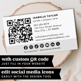 Tarjeta de presentación blanca de código QR profes