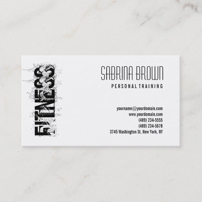Tarjeta de presentación blanca personal Fitness Tr (Anverso)