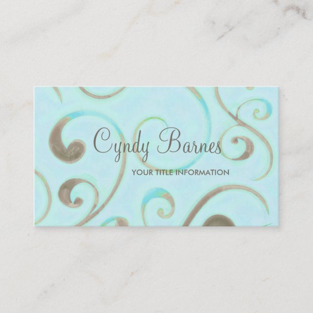 Tarjeta de presentación Blue and Brown Swirls (Anverso)