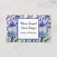 Tarjeta de presentación Blue Iris Floral Watercolo