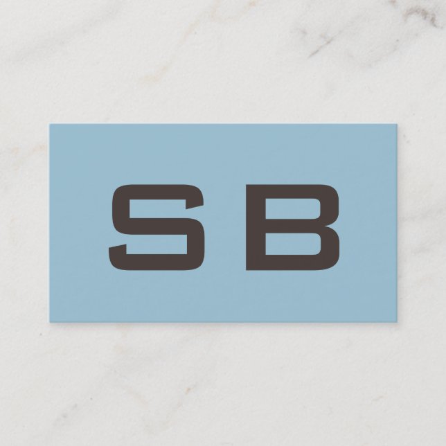 Tarjeta de presentación Blue Modern Monogram Stand (Anverso)