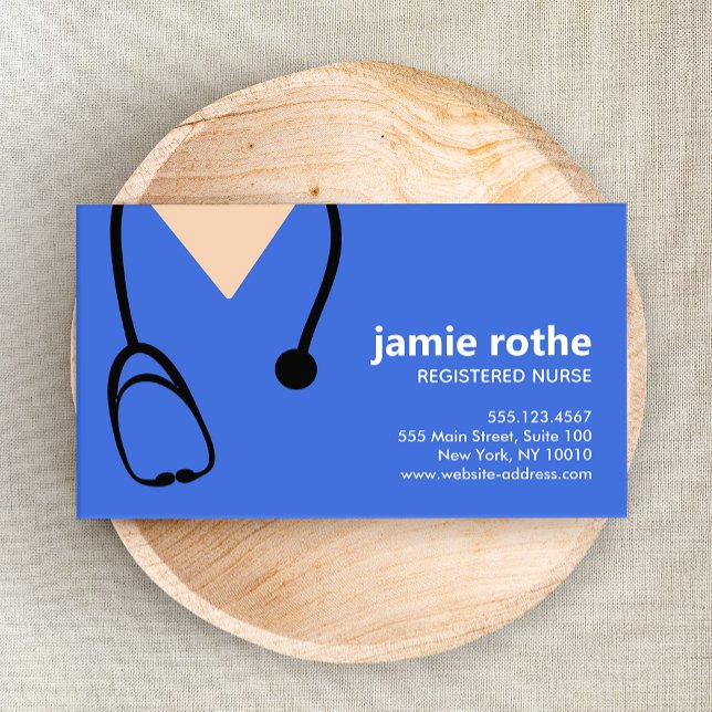 Tarjeta de presentación Blue Scrubs y Stethoscope (Subido por el creador)