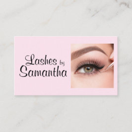 Tarjeta De Presentación Blush Pink Black Script Photo Makeup